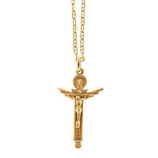 An Anchor Link Chain & Cross in 14K Gold