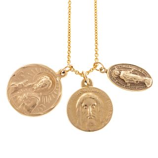 A Trio of Liturgical Charms & Chain in 14K Gold