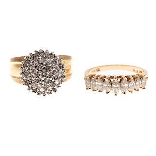 A Pair of Ladies Diamond Rings in Gold