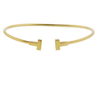 Tiffany &amp; Co T Wire 18k Gold Bracelet 