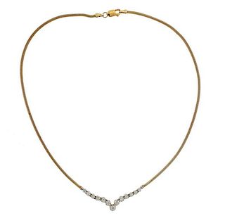 14k Gold Diamond V Necklace 