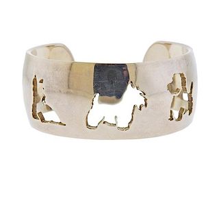 Hermes Sterling Silver Dog Cuff Bracelet 