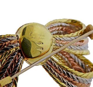 Buccellati 18k Tri Color Gold Bow Brooch