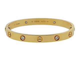 Cartier Love 18k Yellow Gold Diamond Bracelet Size 16