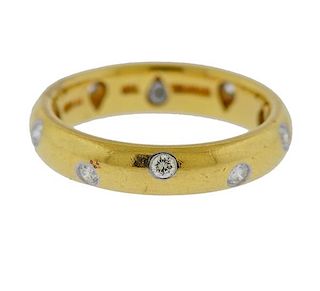 Tiffany &amp; Co Etoile 18k Gold Platinum Diamond Wedding Band Ring 