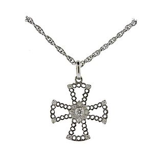 Buccellati 18k Gold Diamond Cross Pendant Necklace 