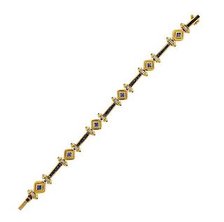 LeVian Le Vian 18K Gold Diamond Sapphire Bracelet