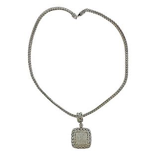 John Hardy Sterling Silver Diamond Pendant Necklace