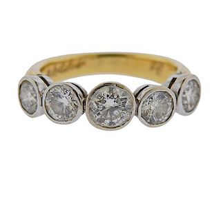 18k Gold Five Stone Diamond Ring 