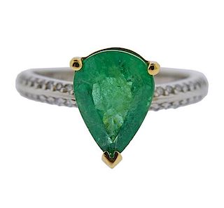 Platinum 18K Gold Diamond Emerald Ring