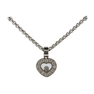 Chopard 18K Gold Floating Happy Diamond Heart Pendant Necklace