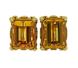 Kieselstein Cord 18K Gold Diamond Sapphire Citrine Earrings