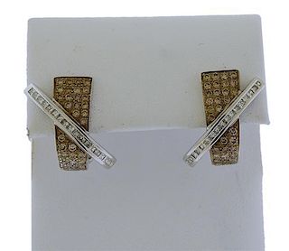 18K Gold Fancy Diamond X Earrings
