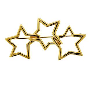 Tiffany &amp; Co 18K Gold Triple Star Brooch Pin