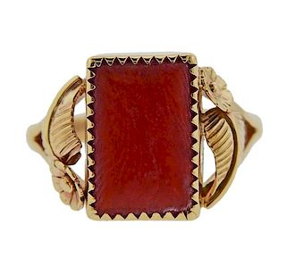 14k Gold Coral Ring 