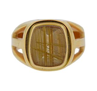 14k Gold Rutilated Quartz Ring 