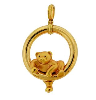 18k Gold Bear Pendant 