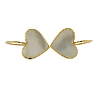 Kabana 14k Gold Mother of Pearl Heart Earrings 
