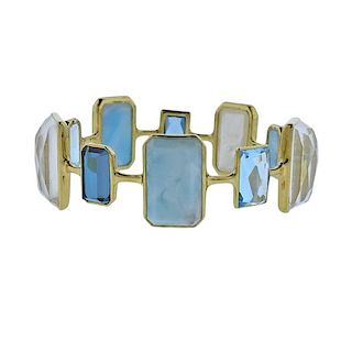 Ippolita Rock Candy Newport Blue Quartz 18k Gold Bracelet