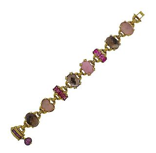 Judith Ripka Ambrosia Gemstone Diamond 18k Gold Bracelet