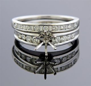 Gabriel &amp; Co 14K Gold Diamond Bridal Wedding Ring Set Mounting