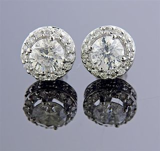14K Gold Diamond Stud Earrings 