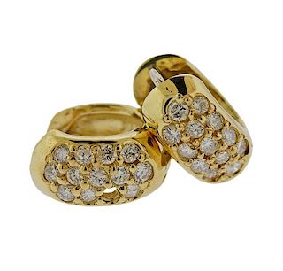 14K Gold Diamond Hoop Earrings 