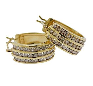 10K Gold Diamond Hoop Earrings
