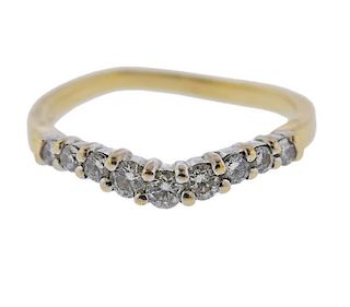 14K Gold Diamond Wave Band Ring