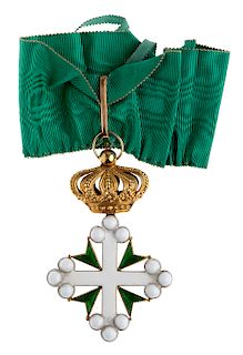 ITALY, KINGDOM, ORDER OF ST. MAURITIUS ET LAZARUS, COMMANDER’S NECK BADGE, GOOD MANUFACTURER, PROBABLY GOLD,