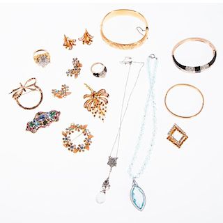 Collection of vintage costume and rhinestone jewelry
