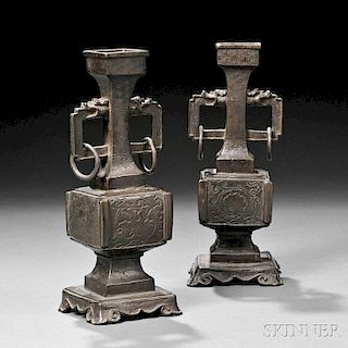 Pair of Bronze Altar Vases