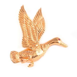 14k gold bird brooch