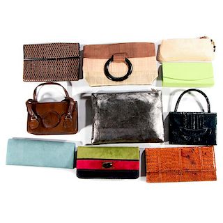 10 Assorted Leather & Fabric Handbags