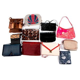 12 Assorted Leather & Fabric Handbags