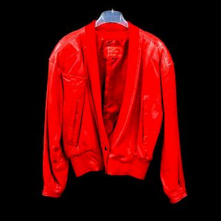 Claude Montana Paris Red Leather Bomber Jacket