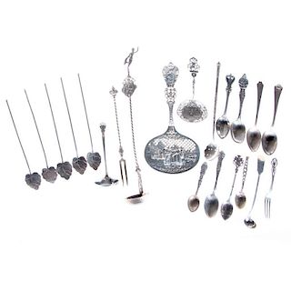 Collection of 21 sterling & silver serving implements