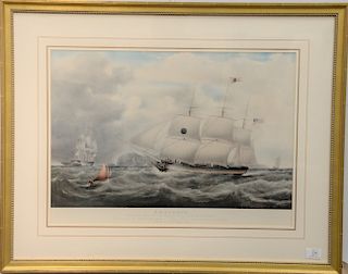 After Samuel Walters, colored lithograph, S.S. Europe Pioneer Ship of the Black Ball Line of America, sight size: 18" x 24 3/4". Provenance: Property 