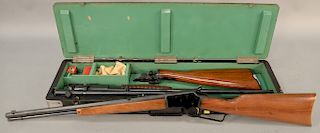 Two 22 caliber rifles, Remington model 12A pump action 22 caliber, 22" barrel, sn:624789 in fitted wood case (532), along with Marlin 39 century lever