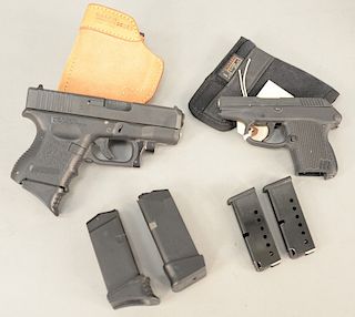 Two handguns, glock model 27 pistol, 40 caliber 3.5" barrel, two extra mags, cloth case, S.N DBA 474 (535) along with Keltec P32 32 ACP pistol, 2 1/2"