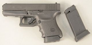 Glock model 36 pistol, 45 caliber , 3.5" barrel, extra mag and cloth case s.n. Dby 472. (534)