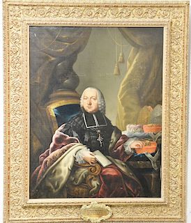 Attributed to Johann Joseph Scheubel II, oil on canvas, portrait painted of Adam Friedrich von Seinsheim, approximately 1759, unsigned, 29 1/2" x 23".