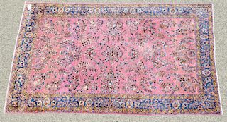 Silk Kashan Oriental throw rug, 4' 2" x 6' 10".