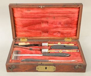 Civil War trepanning set, in fitted wood box. box top: 5 1/4" x 9 1/4".