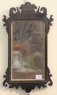 Mahogany Chippendale mirror with gilt liner, original old mirror and back, circa 1750 - 1770. height 22 1/2 inches, width 13 inches.
