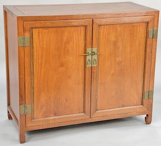 Hardwood file cabinet with doors, China, 20th century, with four side-by-side file drawers, height: 37 inches, 19.5inches. length: 42.5 inches.