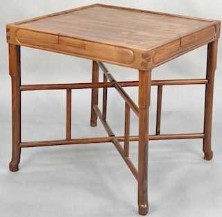 Hardwood square game table, China, 20th century, with four small drawers, height: 33 inches, width: 32 inches. length: 33 inches.