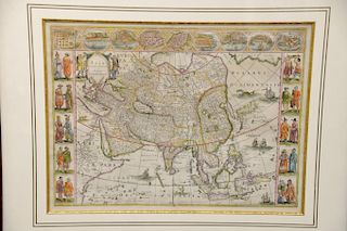 Willem Janszoon Blaeu (1571 - 1638), engraved hand colored map, Asia noviter delineata....Amsterdam 1638, sight size: 17" x 22 1/2".