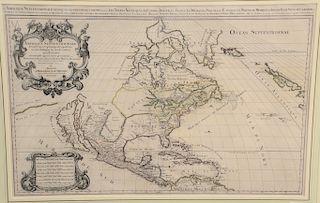 Hubert Jaillot (1632 - 1712), amerique septentrionale divisee en ses principaux partis, map of the United States, large double page hand colored outli