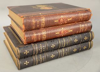 Group of four books, including History of the Crusades by Michaud, illustrated by Gustave Dore, detached boards, 20 volumes, along with The Masterpiec
